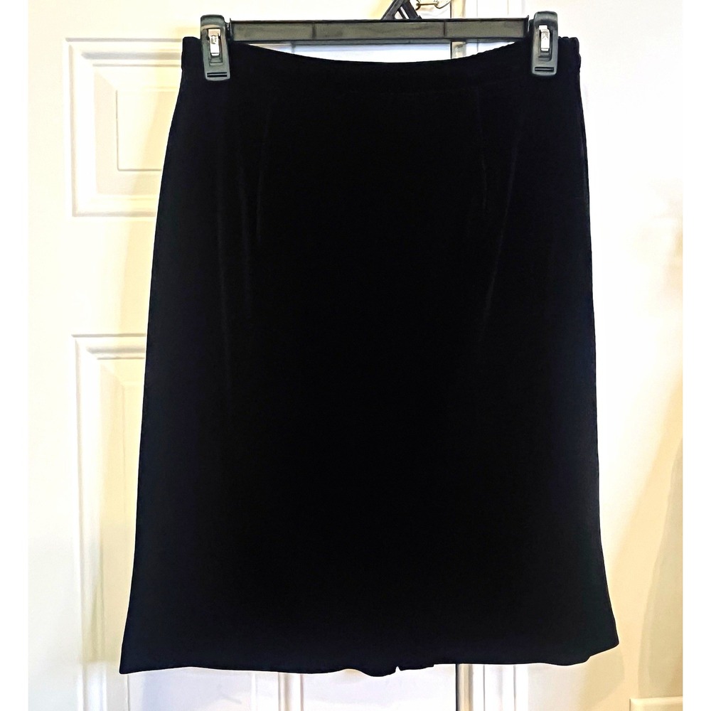 Vintage 90s Dark Academia R&K Evening Black Velvet Midi Skirt Size 10 Whimsigoth